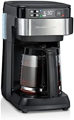 Hamilton Beach Works with Alexa Smart Coffee Maker, Programmable, 12 Cup Capacity, Black and Stainless Steel (49350R)
