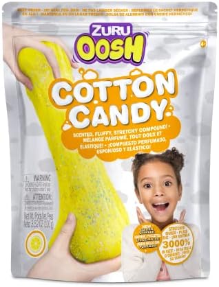 Oosh Cotton Candy Large Foil Bag 100g (Lemon Scent) by ZURU, Fluffy Slime, Stretch Slime, Grows 3000% in Size, Slime for Girls and Kids (Yellow)