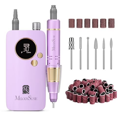 MelodySusie Portable Nail Drill 30000 RPM,Professional Rechargeable Electric Nail File,SC320F Cordless Nail E File for Acrylic Nails Gel Polishing Removing,Efile Nail Kit for Manicure Salon,Purple