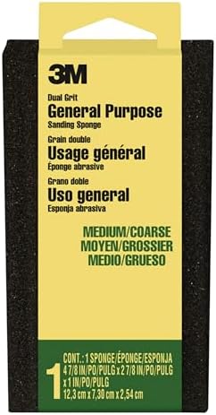 3M™ General Purpose Sanding Sponge DSMC-ESF-10, 2 7/8 in x 4 7/8 in x 1 in, Dual Grit, Medium/Coarse, 10 ea/cs