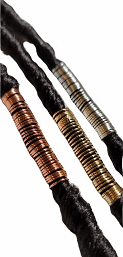 Beaditwearitloveit 1 Long Copper Dreadlock Coils Wire Wrapped Loc Jewelry Beads For Braids Twists Natural Hair Cuffs Handmade Accessories (Gold)