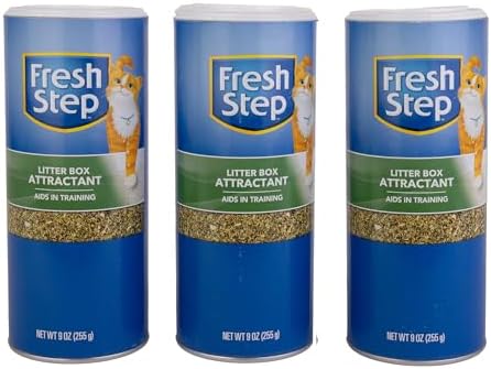 Fresh Step Cat Litter Box Attractant Powder for Training Cats | Natural Training Aid for Cats and Kittens | Great Way to Keep Your Home Clean and Train Your Pet | 9 Ounces - 3 Pack