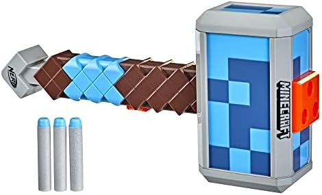 Nerf Minecraft Stormlander Dart-Blasting Hammer, Fires 3 Darts, Includes 3 Official Elite Darts, Pull-Back Priming Handle (Amazon Exclusive)