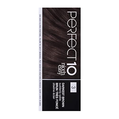 Clairol Nice'n Easy Perfect 10 Permanent Hair Dye, 3 Darkest Brown Hair Color, Pack of 2