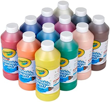 Crayola Washable Paint (12ct), Bulk Paint Set for Kids, Nontoxic Paint, Kids Craft Supplies, Teacher Classroom Must Have, 16 Oz