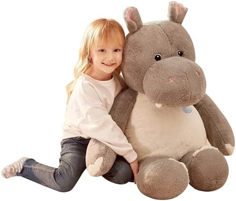 IKASA Giant Hippo Stuffed Animal,30" Jumbo Plush Toy, Soft and Cute Toys for Kids Boys Girls (Gray)