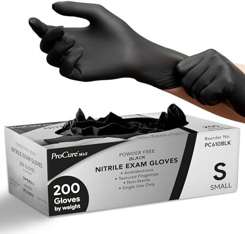 Black Nitrile Disposable Gloves | 200-Pack | Latex-Free for Medical, Surgical, Cleaning, Food Prep, Cooking, Tattoo