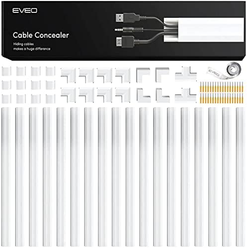 EVEO Cord Hider - 306” Cord Cover Wall Cable Hider, Cable Concealer, Wire Hiders for TV on Wall. Cable Management, Cord Hider Wall Cable Raceway Wire Covers for Cords -18X (L17 W0.95 H0.5) - White