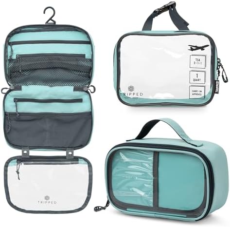 Toiletry Bag Kit Set: Hanging Travel Toiletry Bag + 311 TSA Cosmetic Liquid Bag + Ultralight Accessory Organizer Pouch
