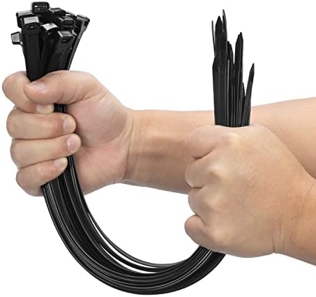 XINGO 16 Inch Black Large Zip Ties Heavy Duty 100 PCS, 200 LBS Ultra Strong Plastic Wire Ties, Large Cable Ties Extra Long Tie Wraps, Indoor and Outdoor UV Resistant