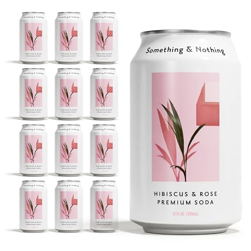 Something & Nothing Flavoured Sparkling Water - Lightly Carbonated, Full Flavoured with Added Grape & Lemon Juice | Vegan & Low Calorie Soda | 350ml Cans, Pack of 12 (Hibiscus & Rose)