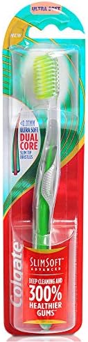 Colgate Slim Soft Advanced, Ultra Soft Manual Toothbrush for Adult, Multi Colour - 1 Count (Pack of 1) Black