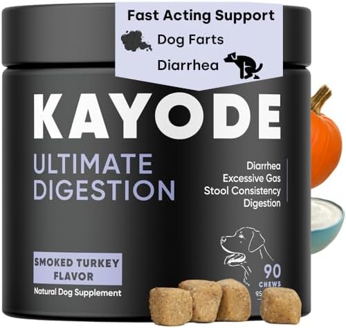 Kayode Ultimate Digestion. Fast Facting Anti Diarrhea for Dogs. Dog Farty Remedy & Dog Gas Relief. Natural Dog Diarrhea Medication Alternative. Pumpkin & Digestive Enzymes for Dogs.