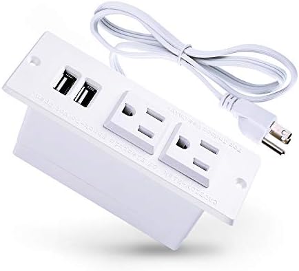 Conference Recessed Power Strip Socket with USB Ports,Table Power Strip,Desktop Charging Station with 2-Outlets and 2 USB Ports