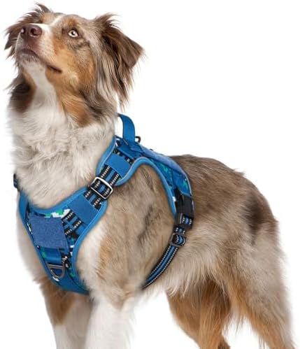 rabbitgoo Tactical Dog Harness Medium Sized Dog, No Pull Military Service Vest with Handle & Molle, Easy Control for Training Walking, Adjustable Reflective Straps, Blue Camo, M