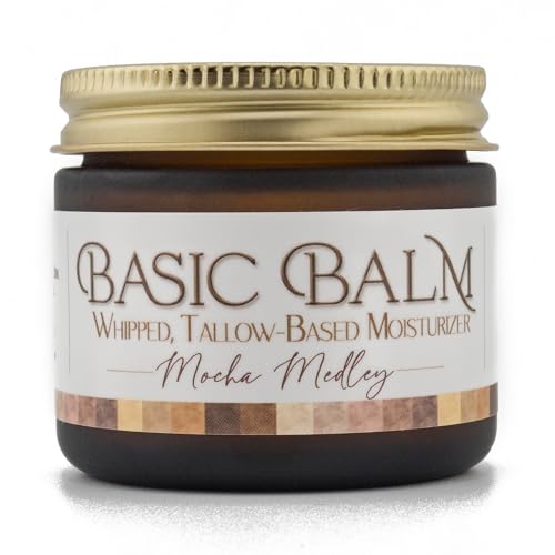 Thompson’s Tallow – Beef Tallow for Skin, 100% Grass-Fed Whipped Tallow Balm Moisturizer with Abyssinian Oil, Manuka Honey & Propolis, Herb-Infused, USA Handmade, Mocha Coffee Vanilla
