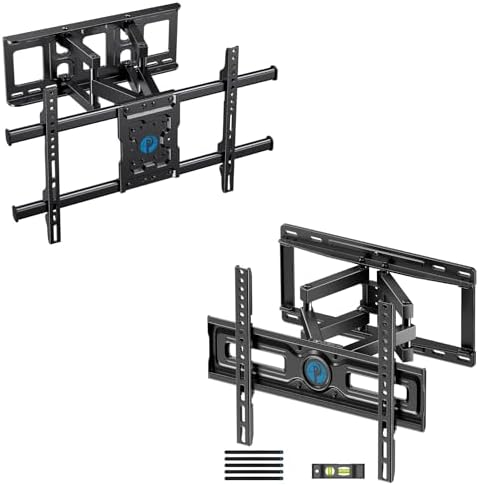 Pipishell Full Motion TV Wall Mount for Most 37-75 Inch TVs up to 132lbs & PIMF4 Full Motion Wall Mount for 26-65 inch Flat or Curved TVs up to 99 lbs with 3 Bracket Heights