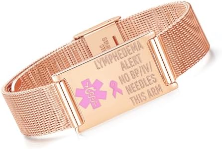 LinnaLove Lymphedema Alert Bracelets no bp/iv/needles this arm Stainless Steel Medical id Bracelets for Women