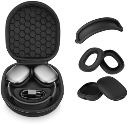 Yinke Smart Case for AirPods Max Headphones Supports Sleep Mode, with AirPods Max Silicone Earpad Cover/Ear Cups Cover and Headband Cover Anti-Scratch Accessories, Hard Organizer Portable Carry Travel