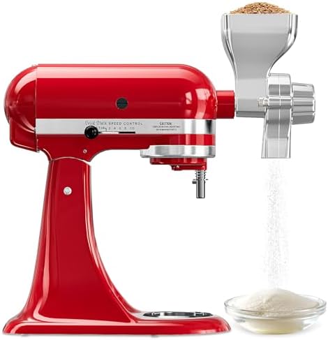 All Metal Grain Mill Attachment Fit for KitchenAid Stand Mixer, 12-Level Adjustable Flour Mill Grain Grinder for Kitchenaid, Fit for Wheat, Corn, Oats, Nut