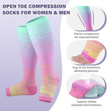 LEVSOX Open Toe Compression Socks for Women & Men 20-30mmHg Toeless Sock Knee High Support Stockings for Circulation Nurses Pregnant Travel