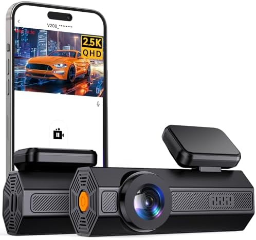 2.5K Dash Cam for Cars, VEEMENT Mini Dashcam Front Camera, 1440P Car Dash Camera with APP, WiFi Dash Cam with WDR Night Vision, 24 Hours Parking Monitor Dashcams, 160°Wide, G-Sensor
