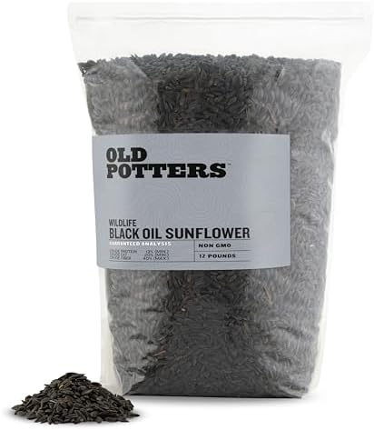 Wildlife Black Oil Sunflower Seeds for Birds and Wildlife, Non-GMO & USA Grown on Small Farms (12 lbs)
