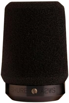 Shure A2WS Locking Microphone Windscreen - Reduces Unwanted Breath and Wind Noise, Black - Compatible with SM57 and 545 Series Mics (A2WS-BLK)