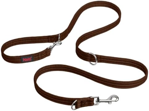 HALTI Training Leash - Multifunctional Double-Ended Dog Leash, Ideal for Anti-Pulling Dog Training. Lightweight & Durable. Suitable for Small to Medium Dogs & Puppies (Size Small, Deep Walnut, 2m)