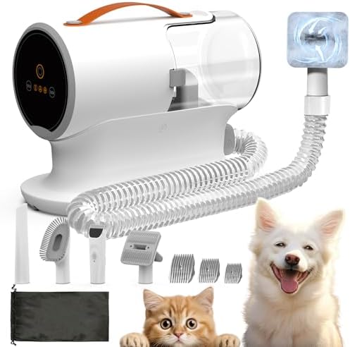 AIRROBO Dog Grooming Vacuum, 12000Pa Powerful Dog Vacuum for Shedding Grooming, Low Noise Dog Hair Vacuum, Pet Grooming Vacuum for Dogs and Cats, 2L Large Dust Cup, 5 Grooming Tools, PG100