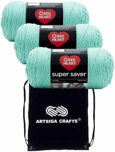 Red Heart Super Saver Aruba Sea E300-505 (3-Skeins - Same Dye Lot) Worsted Medium #4 Acrylic Yarn for Crocheting and Knitting with Project Bag