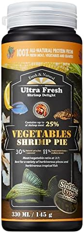 Ultra Fresh Algae Wafers Pleco Food, Spirulina & Algae, Sword Prawns, Balanced Diet, Color Enhancing, All Natural Ingredients, for Algae Eaters, Bottom Feeders, Vegetables Shrimp Pie, 5.11oz