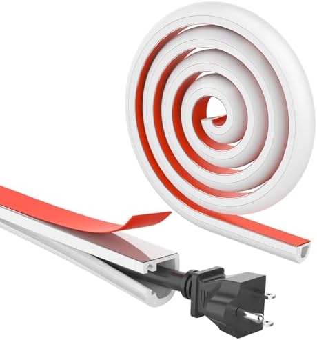 Wall Cord Hider 196 Inch, Self Adhesive Cable Hider Cord Cover for Wires, Flexible Wire Cover Cable Raceway for Cord Management W0.59 H0.39in White