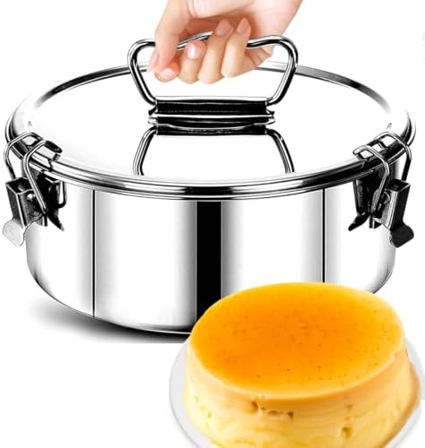 Stainless Steel Flan Pan with Lid 1.5 QT Capacity Flan Baking Pan for Instant Pot Oven Flanera Original Mold Flan Maker for Making Cupcakes Pudding (Style A)