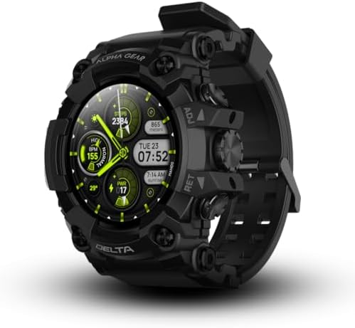 Delta Smartwatch for Men, Military Smart Watch, Sports Fitness Tracker Watch with 1.45" HD Screen, 14 Days Battery, for iPhone Android Phone (2xScreen Protector Included) (Coal Black)