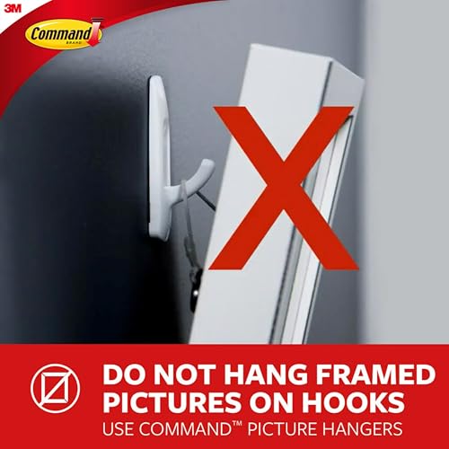 Command Medium Utility Hooks, 20 Hooks and 24 Command Strips, Damage Free Hanging Wall Hooks with Adhesive Strips, No Tools Adhesvie Hooks for Hanging Christmas Decorations, Holds up to 3 lb