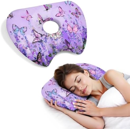 Ear Piercing Pillow for Side Sleepers Pillows with Holes for Ear Pain,Donut Pillow for Ear Side Sleeping Pillow for Adults CNH Ear Pain Relief Pressure Sores Ear Pillow with Hole in Center