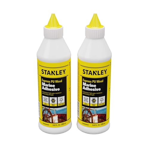 Stanley Marine-Grade Polyurethane Wood Glue -2X6.8 Fl. Oz. - Superior Water-Resistant & High Strength Adhesive for Boaters - 2 Pack