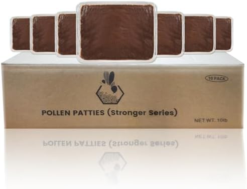 20% Natural Pollen Patties for Honey Bees, High Protein Pollen Patty to Supplemental Bee Winter and Improves Colony Health (10 Pack)