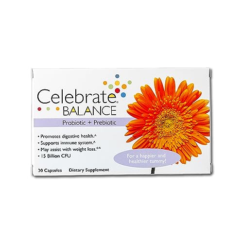 Celebrate Vitamins Balance Bariatric Probiotic + Prebiotic Capsules, 28.5 Billion CFU, 5 strains, Supports Digestive Health, Shelf Stable, for all Bariatric Surgery Patients (30 count)