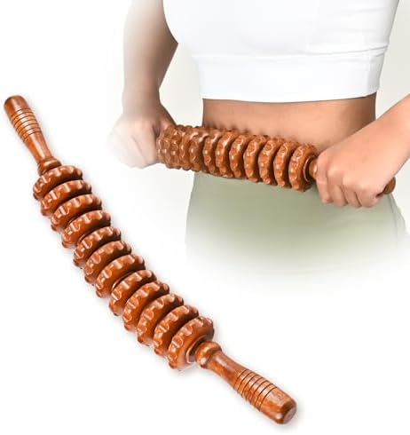 Wooden Cellulite Massage Roller Stick, Wood Therapy Massage Tools, Lymphatic Drainage Tool Cellulite Massager for Cellulite Reduction, Muscle Tension and Body Shaping, Contouring