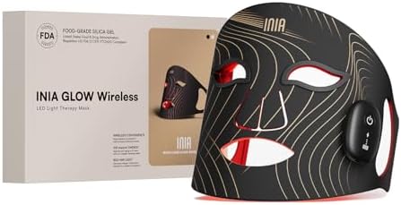 Red Light Therapy Mask for Face, Glow Wireless LED Face Mask Light Therapy with Near-Infrared Red Light (NIR), Rechargeable and Ergonomic Design for Home & Travel