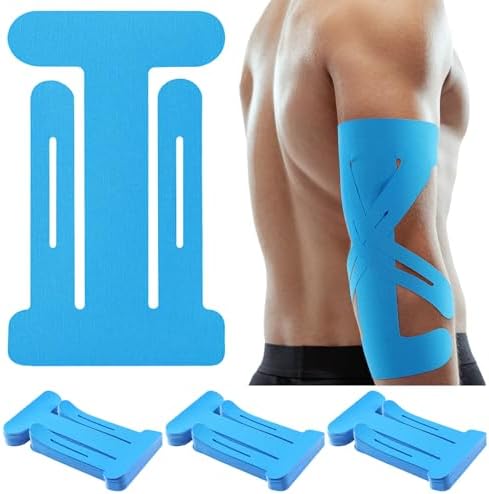 30 Count Kinesiology Tape for Elbow Pre Cut Waterproof Elbow Tape Original Cotton Athletic Latex Free Relief Muscle Support Pain for Sports and Long Lasting Support(Blue)