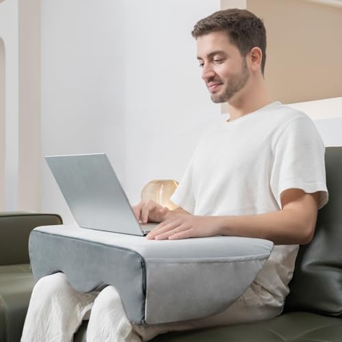 Vekkia Lightweight Lap Desk Pillow for Reading,Gaming,Crocheting, Leg Pillow for Bed, Couch & Floor – Arm Support for Adults,Washable Cover, Storage Pockets