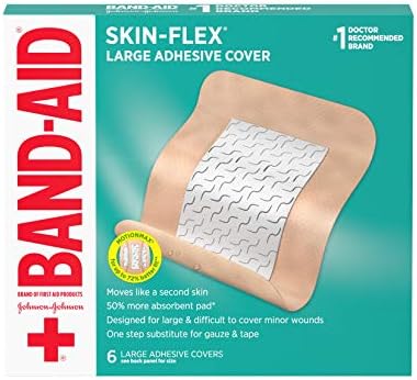 Band-Aid Brand Skin-Flex Adhesive Flexible Wound Covers for First Aid Wound Care of Minor Cuts, Scrapes & Burns, with a Comfortable Feeling, Moving Like a Second Skin, Sterile, Large, 6 ct