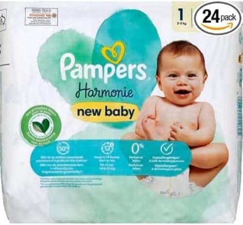 Pampers Harmony Nappies Size 1, 24 Nappies, 2 kg - 5 kg