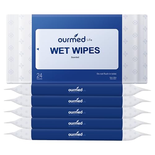 Ourmed Life Rinse-Free Body Wipes for Adults Bathing - Extra Large 8" x 10", Thick Aloe Shower Wipes, Cleansing Wipes for Elderly, Camping, Hiking, GYM, Travel, Body Wipes 144 Count (Plant Fragrance)
