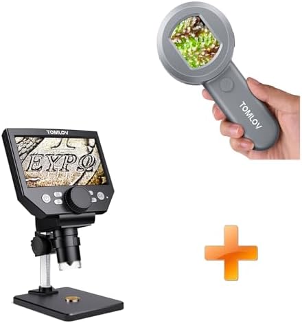 TOMLOV P10 Microscope for Adults Kids, Portable 100X Illuminated Jewelers Loupe, Handheld Coin Magnifier with Light for Collectors+DM4 Lite New