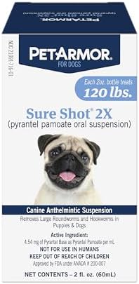 PETARMOR Sure Shot 2X (pyrantel pamoate) Liquid De-wormer for Dogs, 2 Fluid Ounces