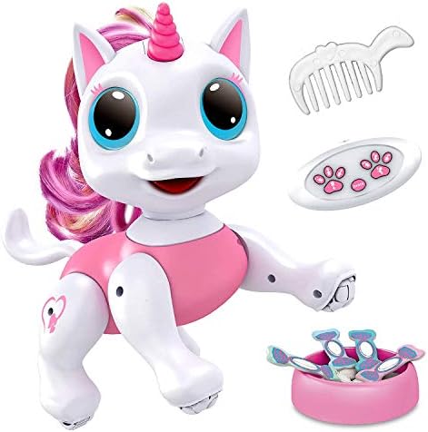 Power Your Fun Robo Pets Unicorn Toy for Girls and Boys - Remote Control Robot Toys with Interactive Hand Motion Gestures, STEM Programmable Treats, Walking, Dancing Robot Unicorn Kids Toy (Pink)